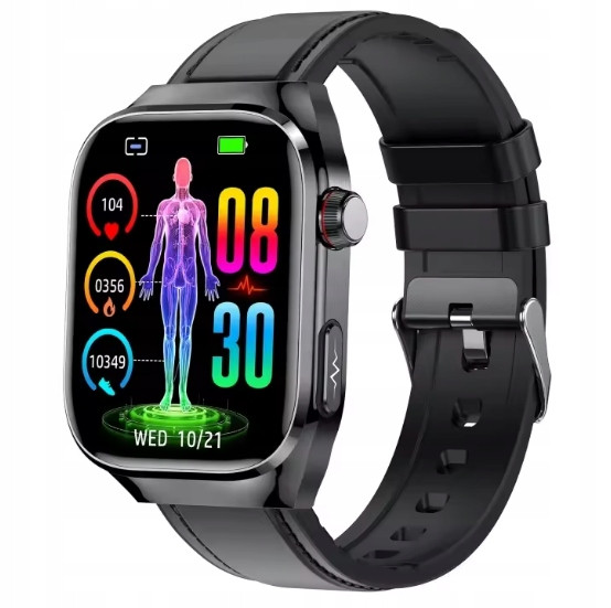 Chytré hodinky męski zegarek sportowy do biegania Ekg czarny medyczny cardio