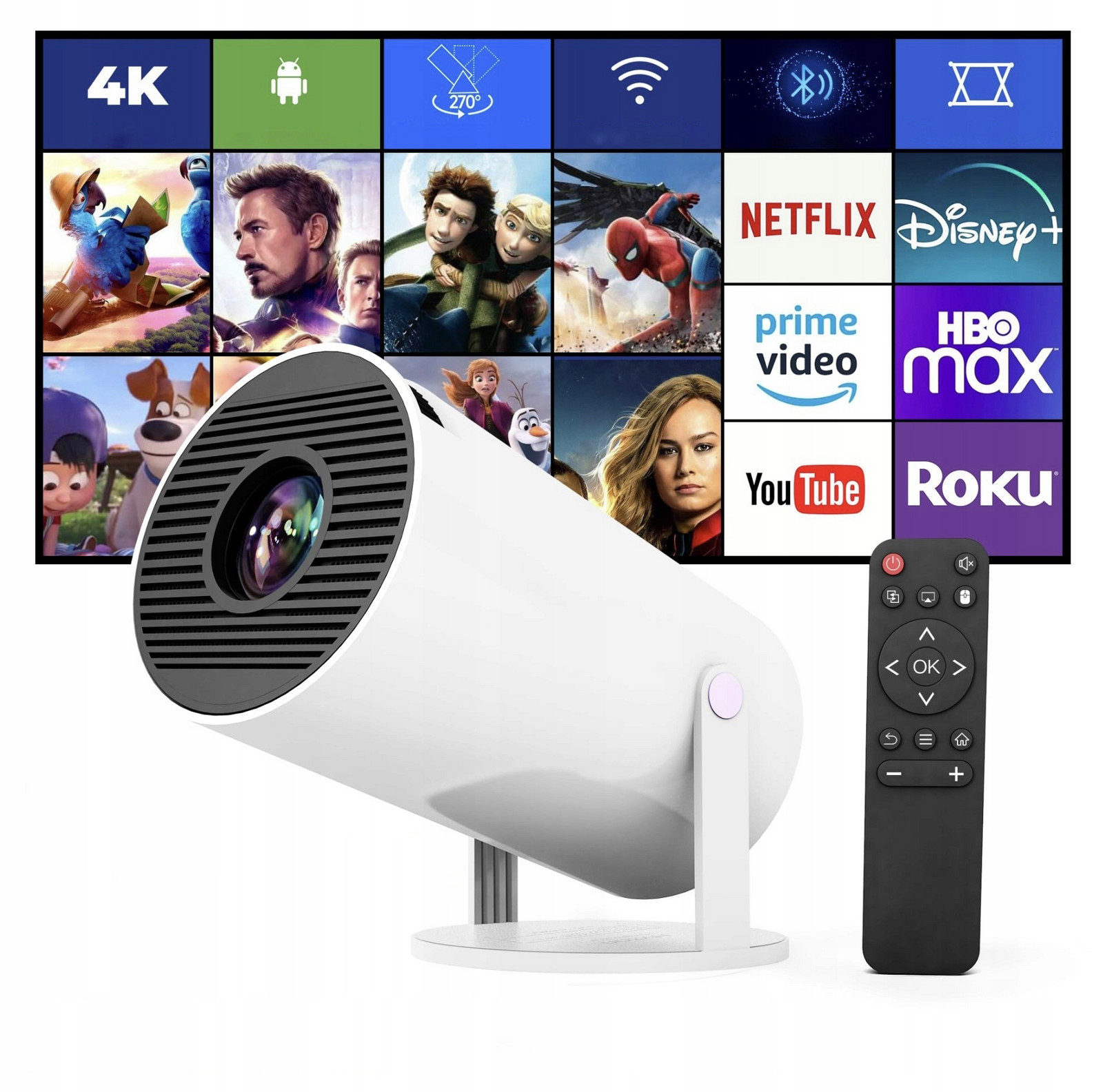 Projektor HY300 Pro Nová Verze 4K Wifi 300 Asin Smart Android Tv Hry 130''