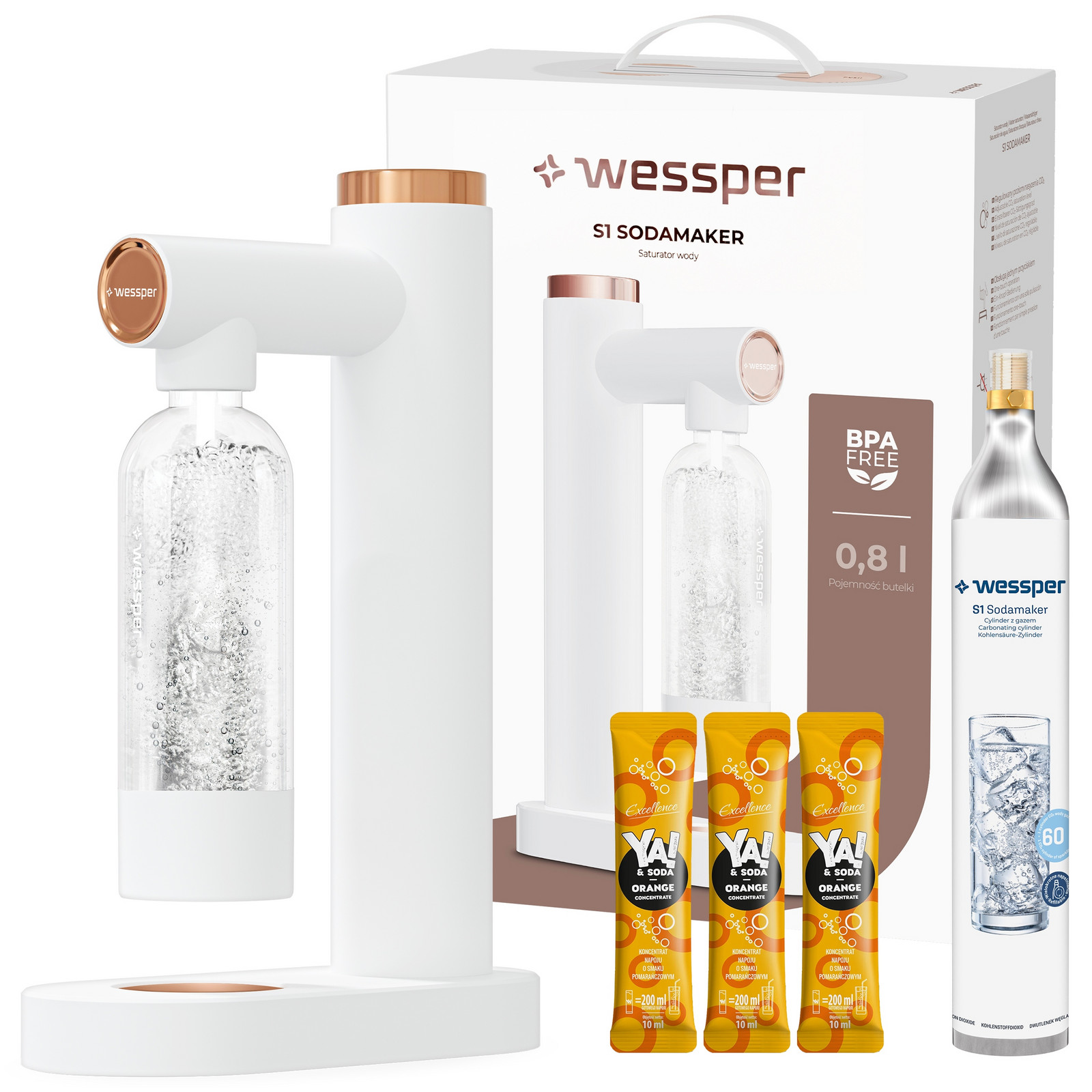 Výrobník Sody Wessper Sodamaker Sirup Ya Soda Orange Pomeranč 3X 10ML