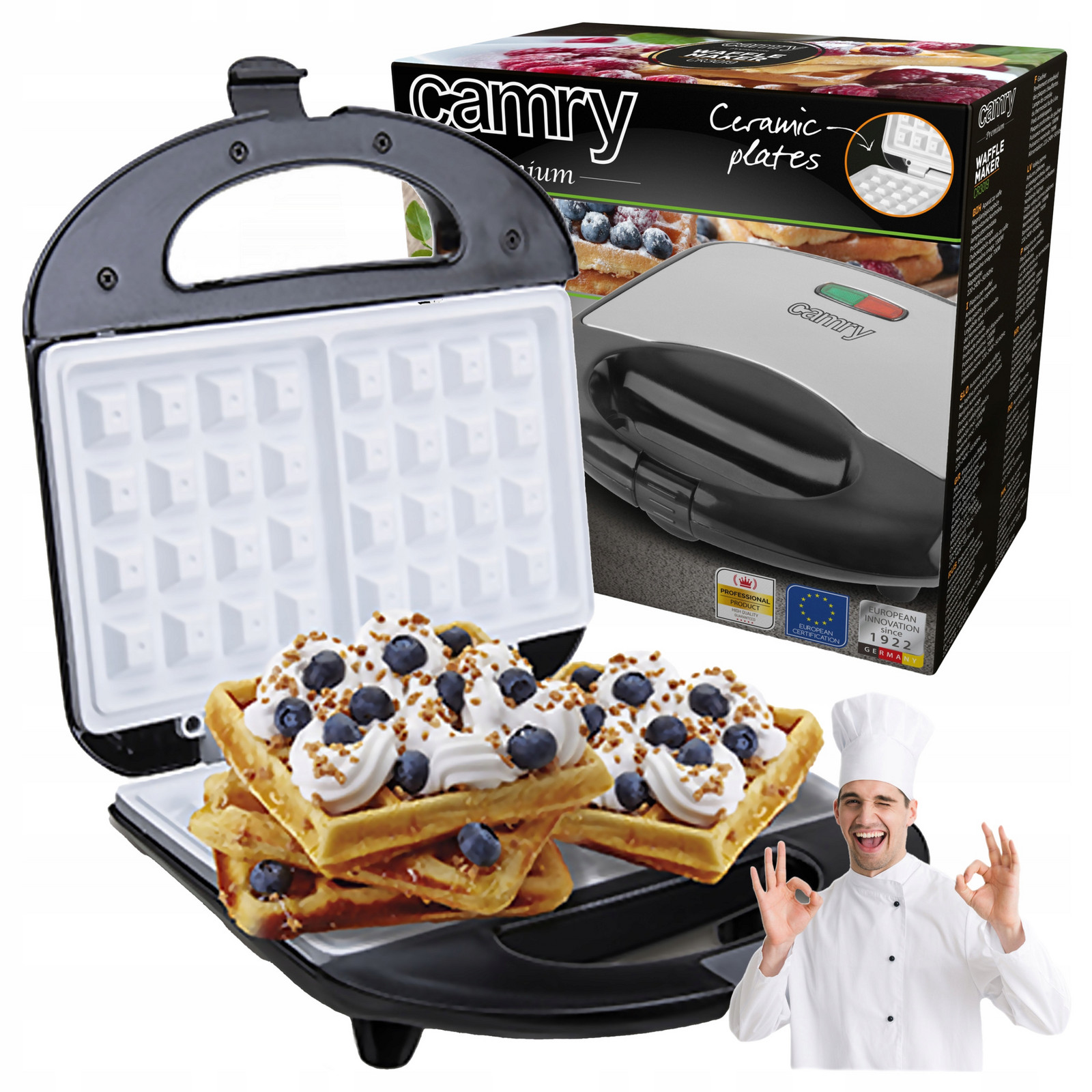 Vaflovač Velký Výkon 1000W 2 Vafle Non-stick