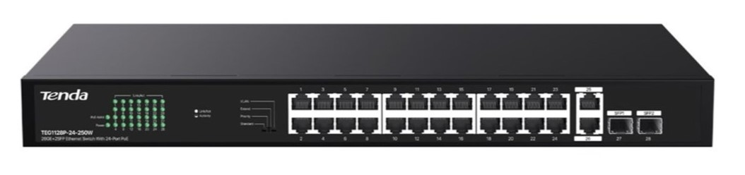 Tenda TEG1128P-24-250W PoE At Gigabit switch 2x Sfp