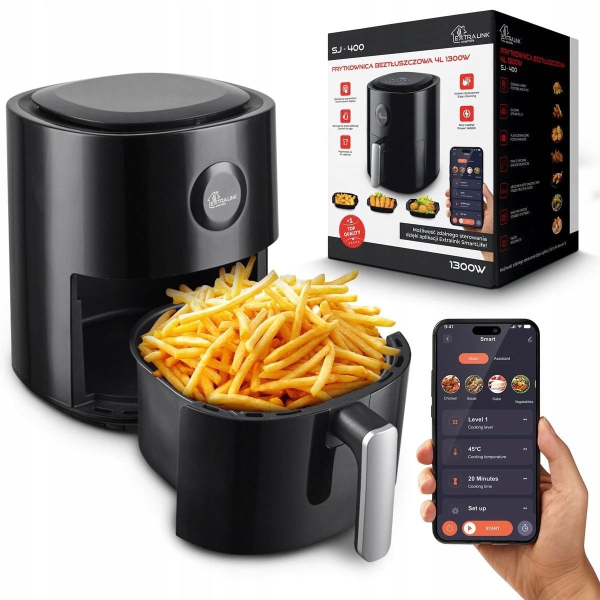 Extralink Smart Life Air Fryer SJ-400 4L Eu Fritéza 1300W