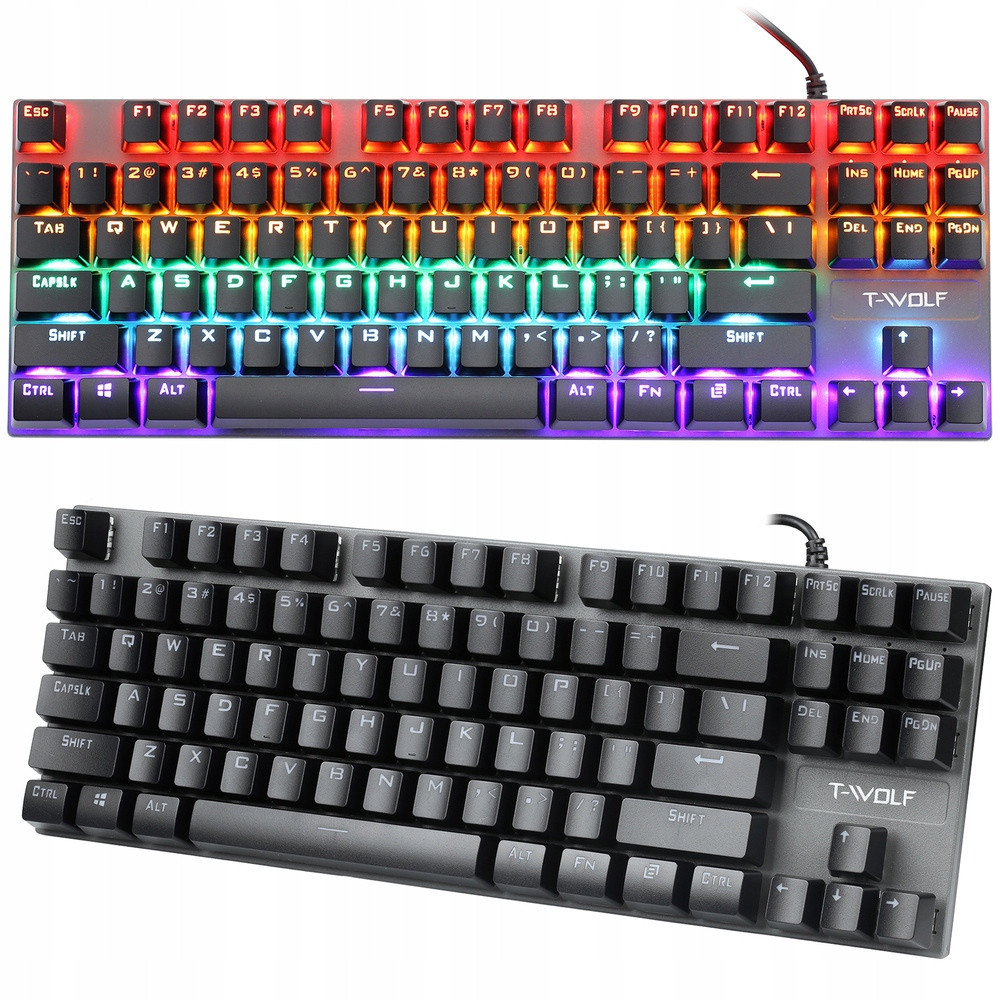 Herní mechanická klávesnice s Rgb Led podsvícením, Tkl