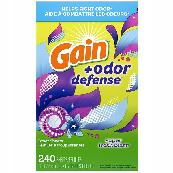 Gain Odor Defense 240 szt.Chusteczki pro sušičky