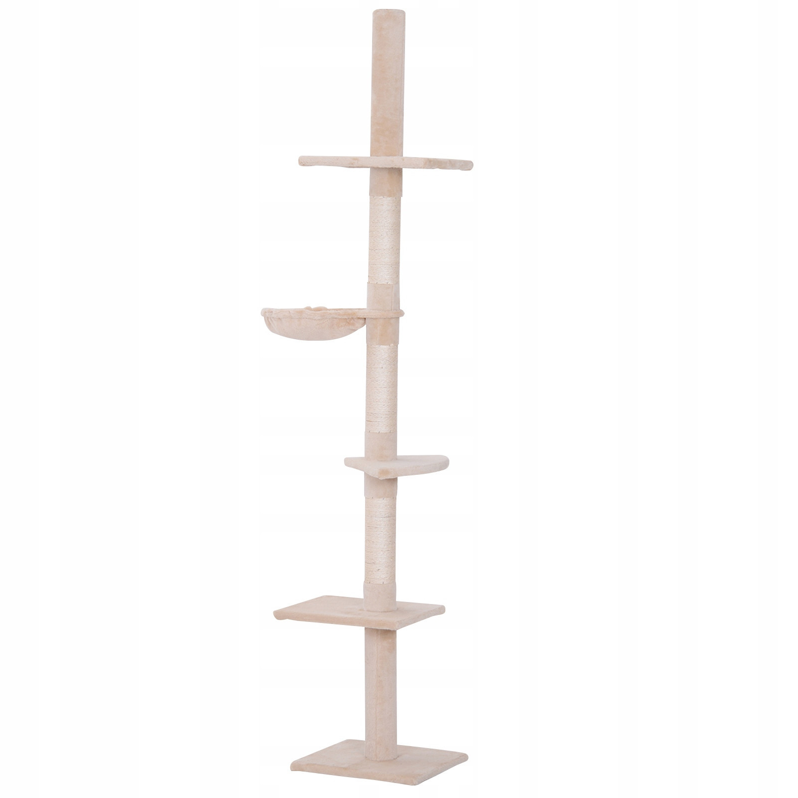 Stropní škrabadlo pro kočky Pelíšek Vysoké ke stropu 230-260cm Plyš Sisal