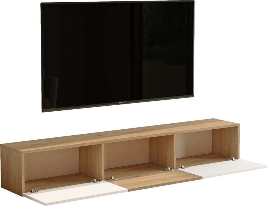 TV stolek v dekoru dubu v bílo-přírodní barvě 180x29x32 cm – Kalune Design