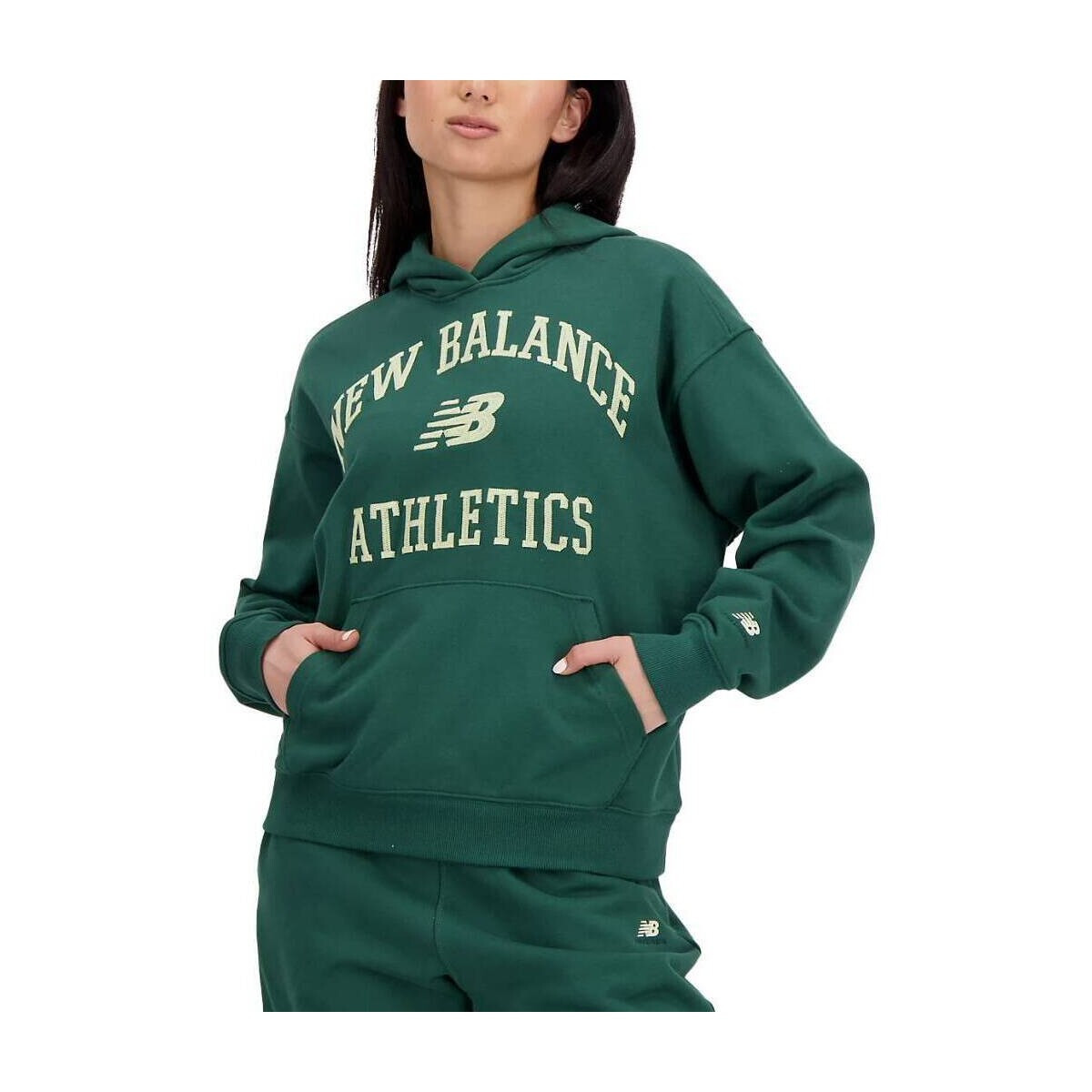 New Balance  ATHLETICS VARSITY HOODIE  Zelená