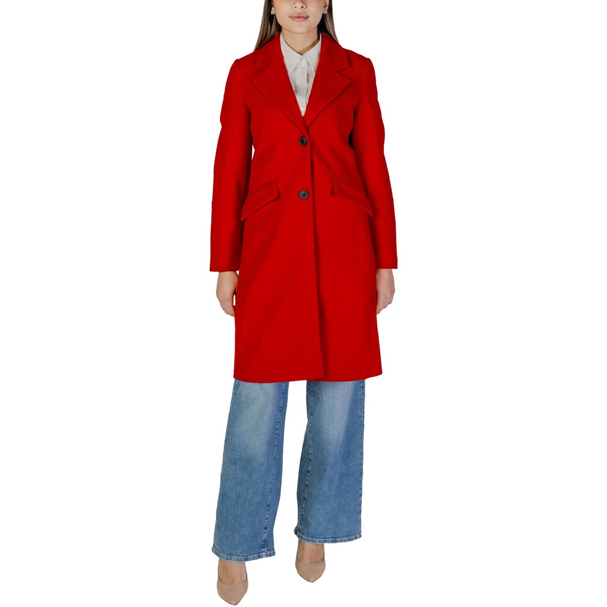 Vero Moda  VMFORTUNESARA LONG COAT GA BOO 10320531  Červená