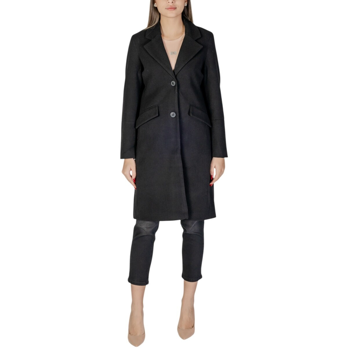 Vero Moda  VMFORTUNESARA LONG COAT GA BOO 10320531  Černá