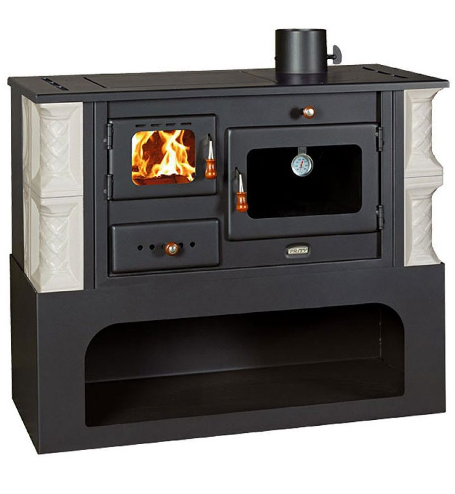 Sporák s troubou na tuhá paliva PRITY 1P34-K ALBA, bílá