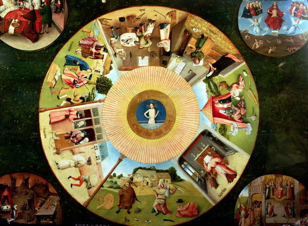 Hieronymus Bosch Obrazová reprodukce Tabletop of the Seven Deadly Sins and the Four Last Things, Hieronymus Bosch, 40 × 30 cm