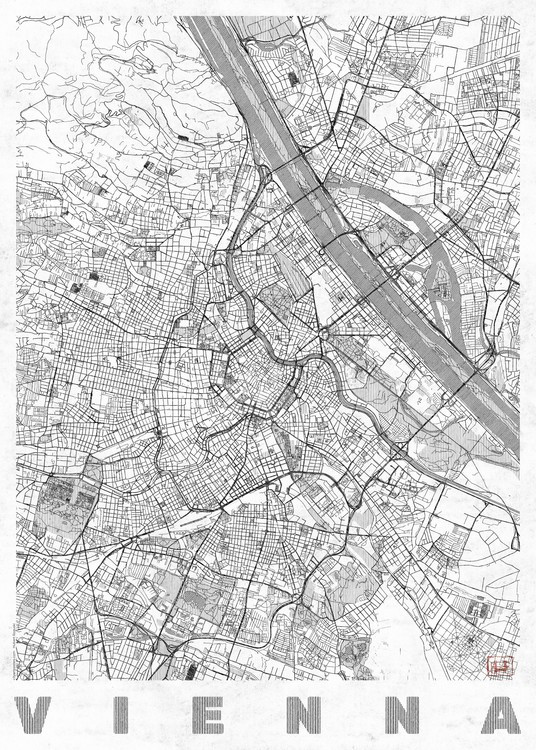 Hubert Roguski Mapa Vienna, Hubert Roguski, 30 × 40 cm