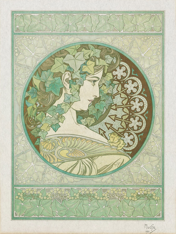 Alfons Mucha Obrazová reprodukce Green Garden Ivy, Alfons Mucha, 30 × 40 cm