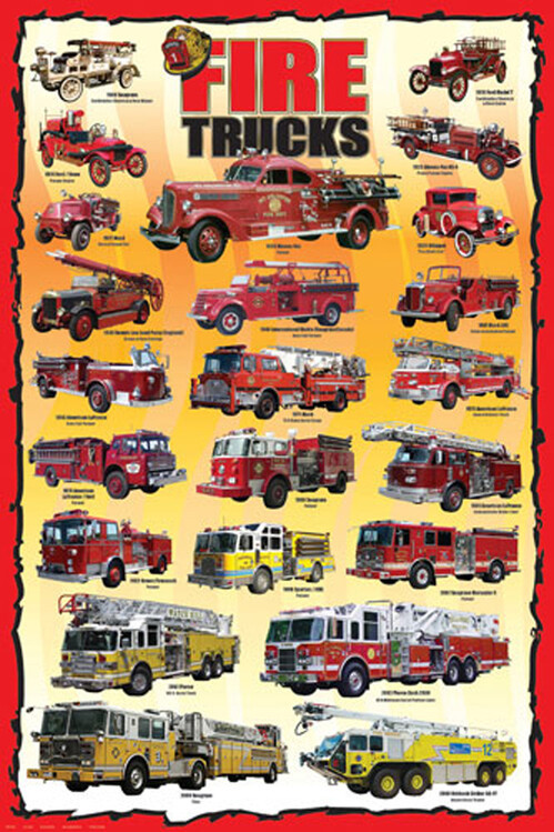 EUROGRAPHICS Plakát, Obraz - Fire Trucks, 61 × 91.5 cm