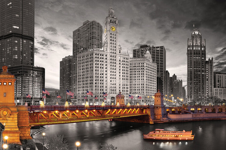 EUROGRAPHICS Plakát, Obraz - Chicago River, 91.5 × 61 cm