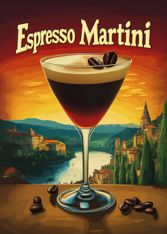 Andreas Magnusson Ilustrace Espresso Martini Vintage, Andreas Magnusson, 30 × 40 cm