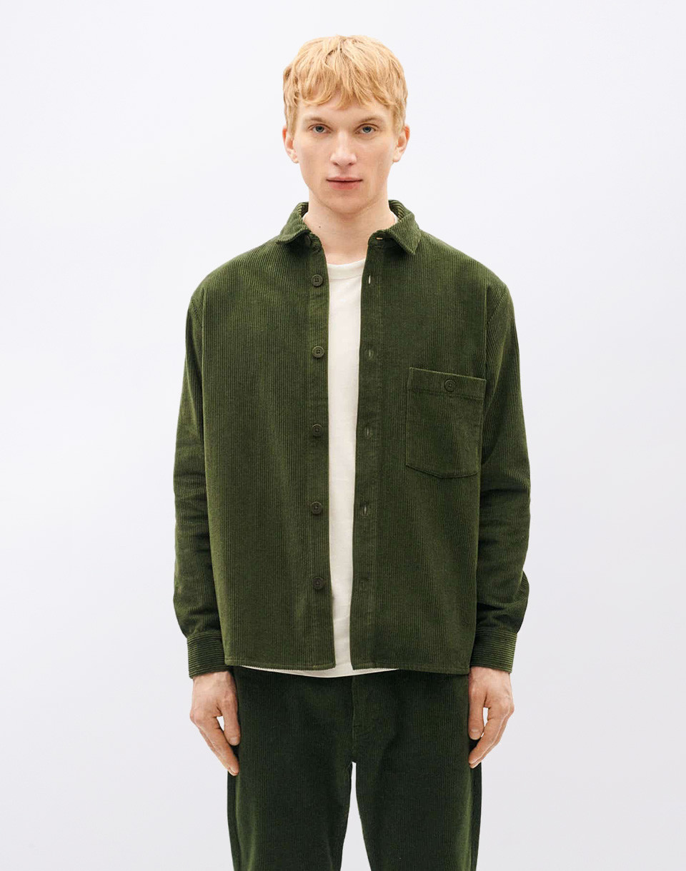 Thinking MU Bottle Green Corduroy Theo Overshirt GREEN S