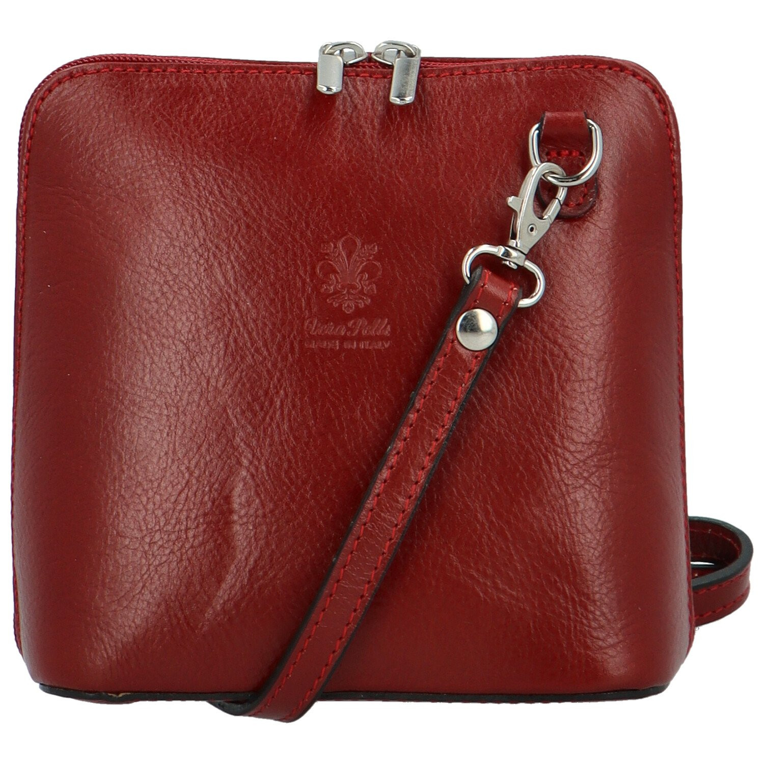 Luxusní dámská kožená crossbody kabelka Defra, červená