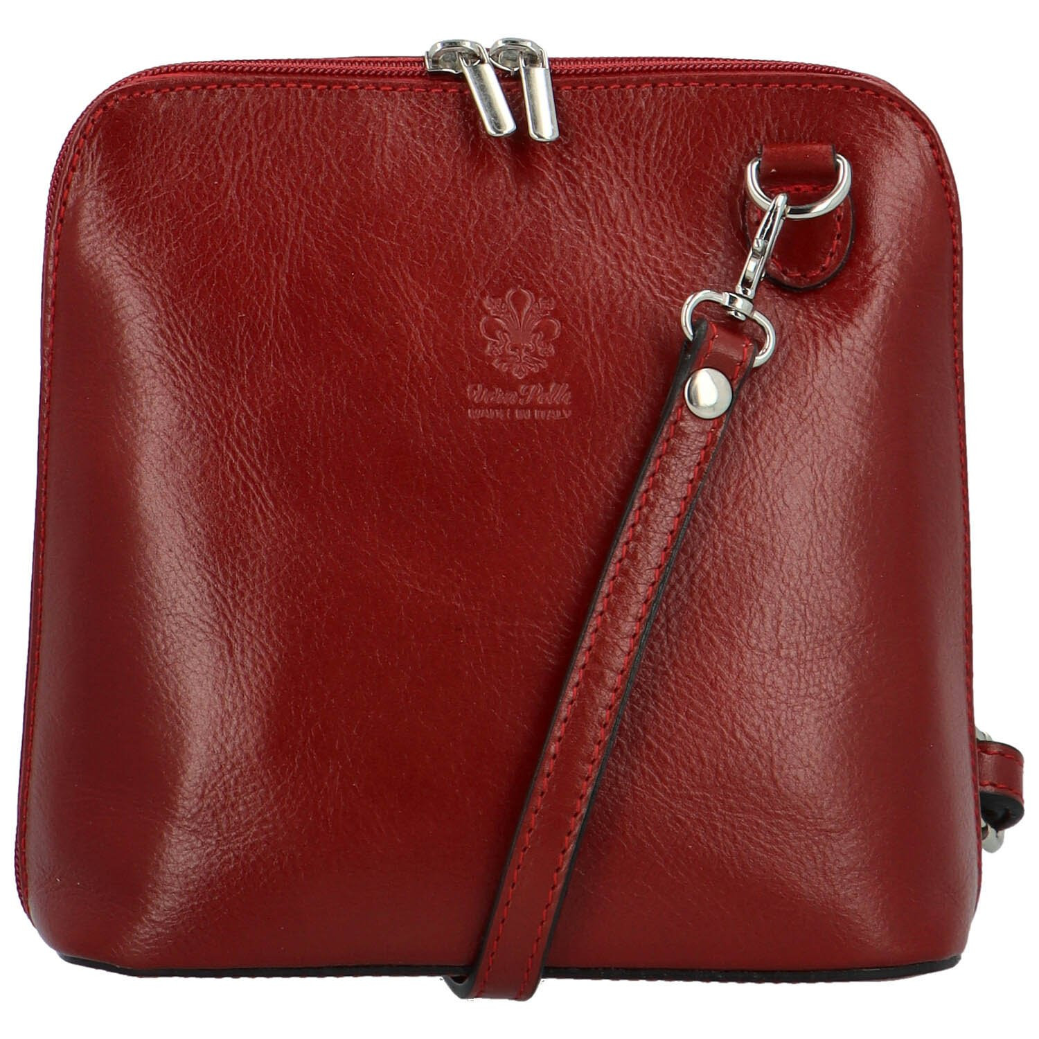 Luxusní dámská kožená crossbody kabelka Miara, červená