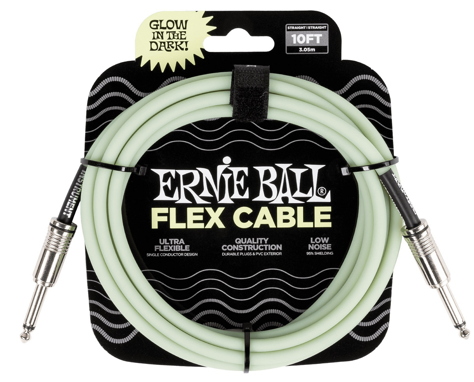 Ernie Ball Flex Instrument Cable Straight/Straight 10ft - Glow in Dark