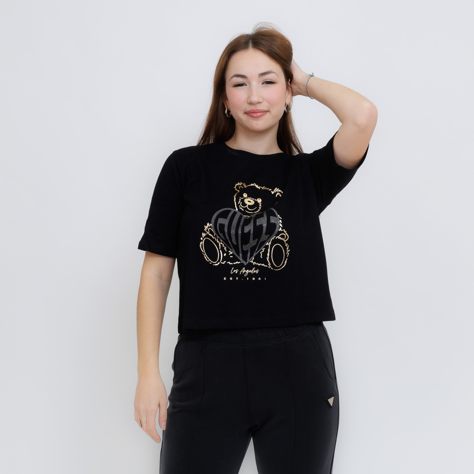 Guess Rhinestone Bear Boxy XS