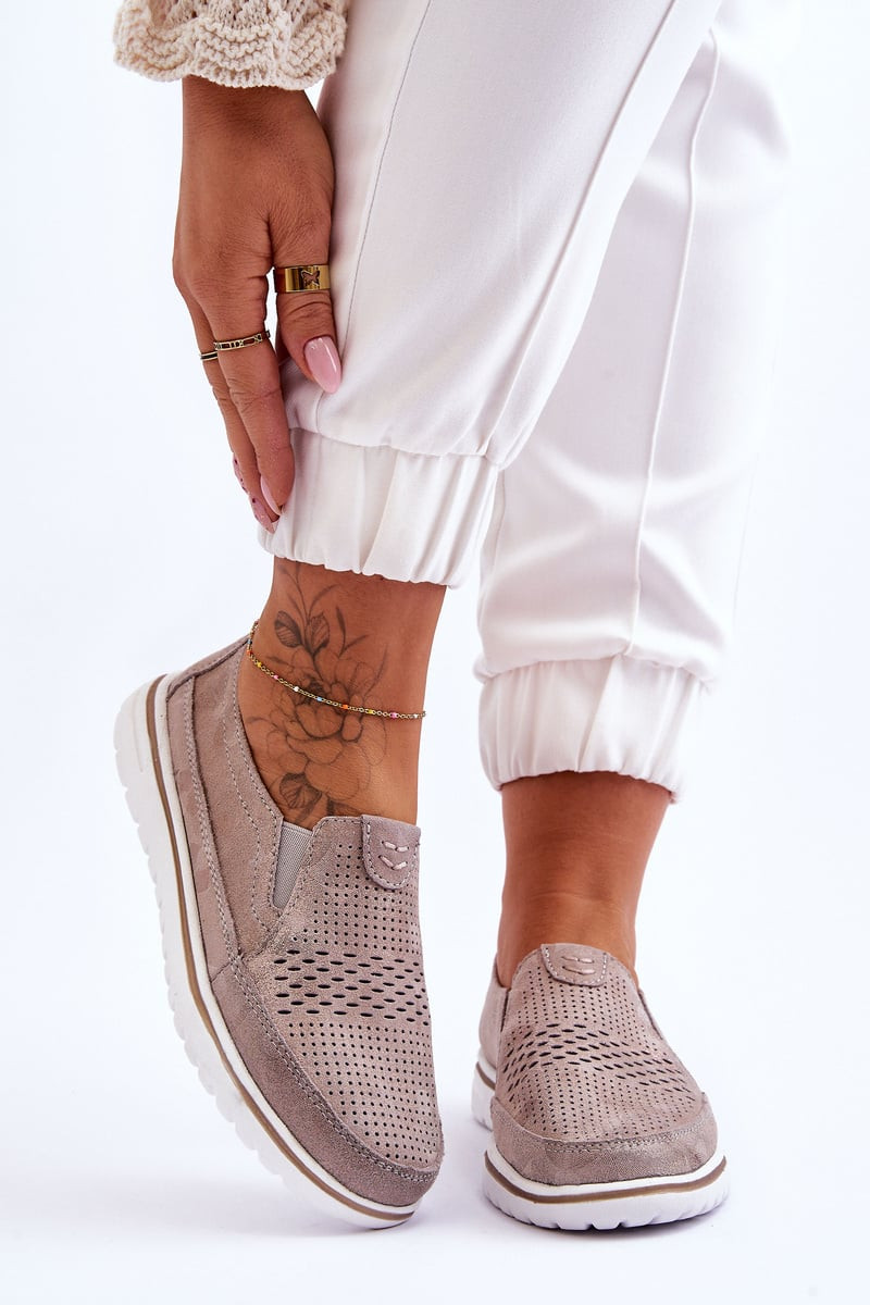 PE1 Semišové nazouvací boty Béžovo-zlatá Inez