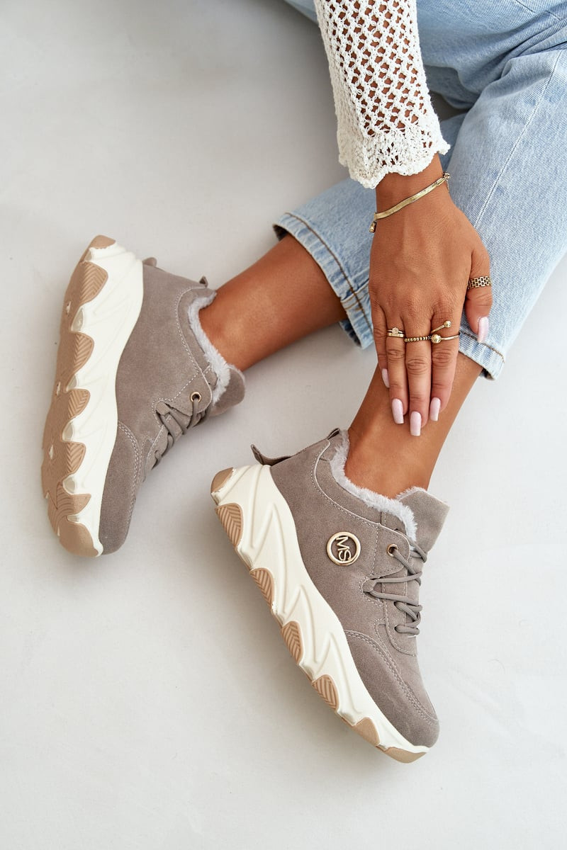 PM1 Zateplené Dámské Sportovní Boty Na Platformě Šedé Bialoa