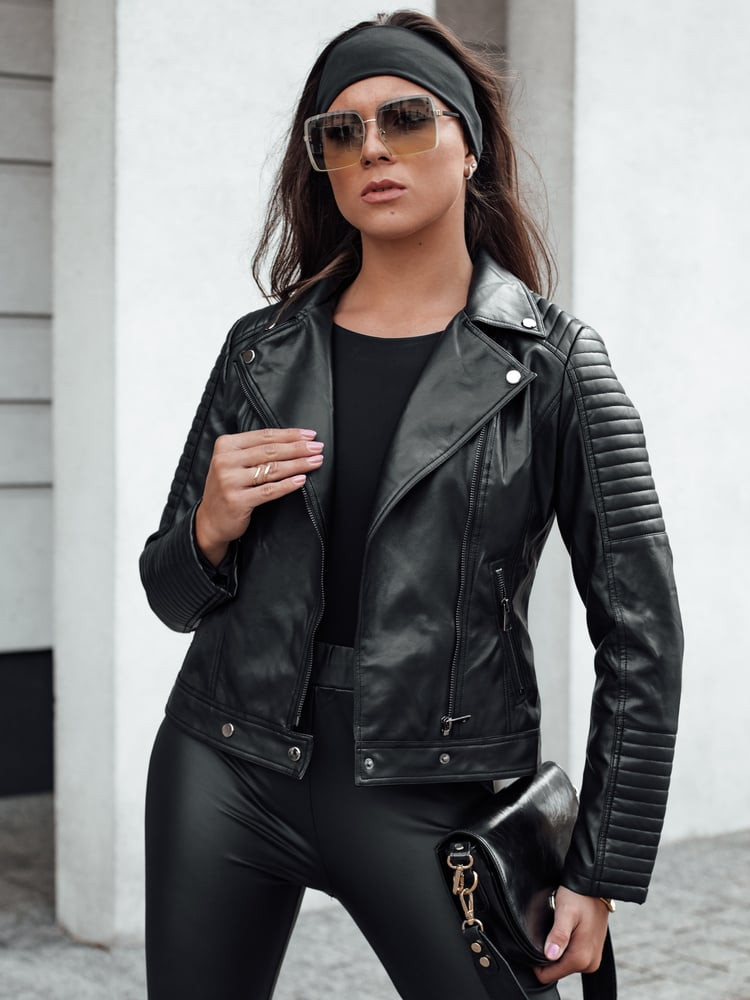 Kurtka damska skórzana ramonseka krótka czarna Dstreet