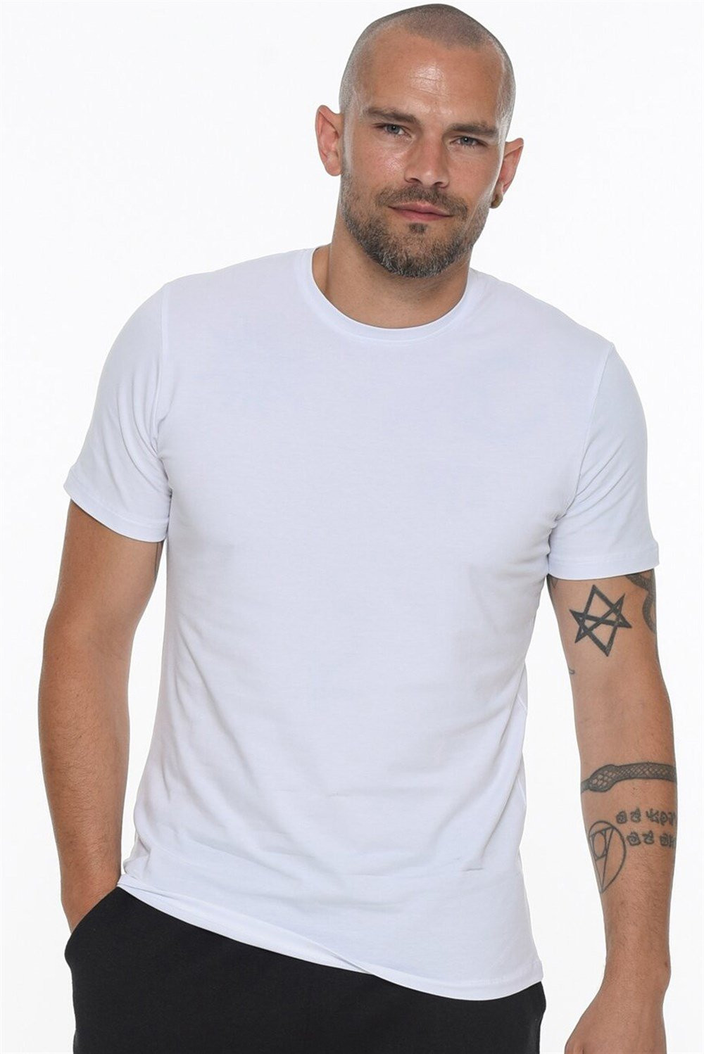 T8569 DEWBERRY BICYCLE COLLAR MEN'S T-SHIRT-WHITE