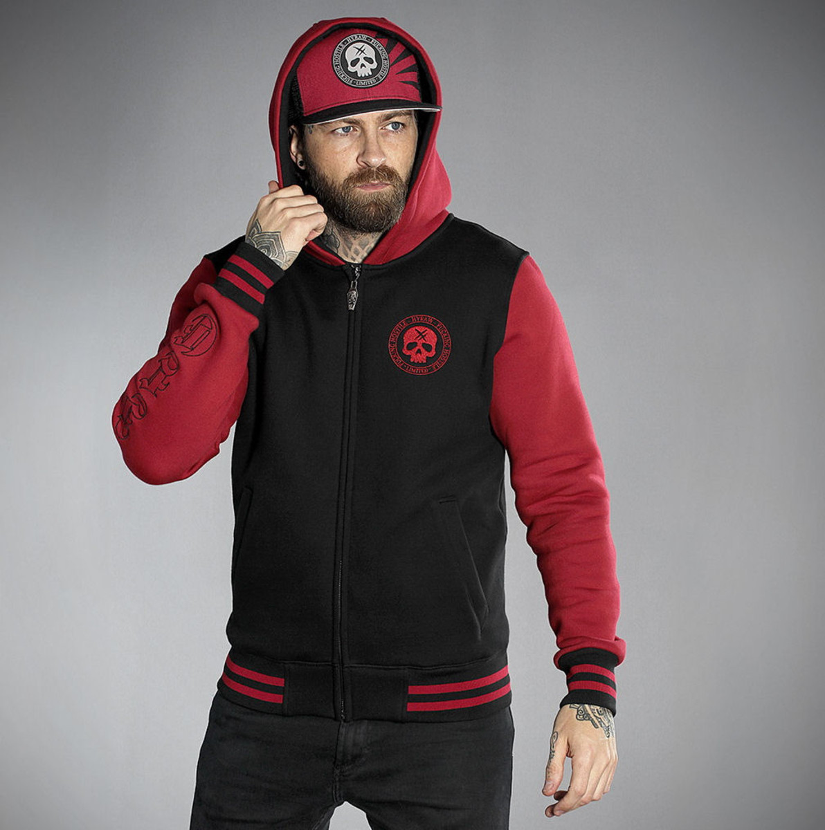 bunda pánská HYRAW - RED SKULL S