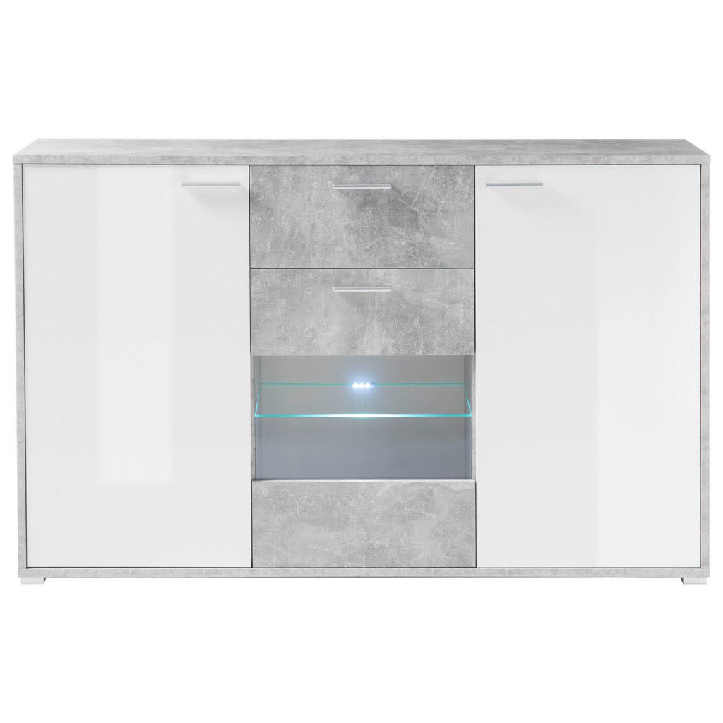 XXXL ŠIROKÁ KOMODA, šedá, bílá, 180/112/37 cm