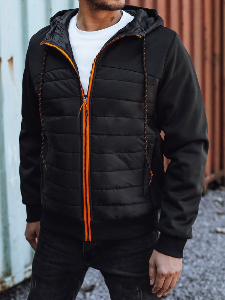 Kurtka męska przejściowa pikowana z kapturem czarna Dstreet