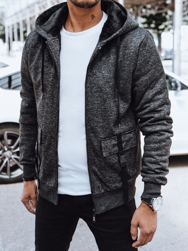 Pánská mikina na zip Barva tmavě šedá DSTREET