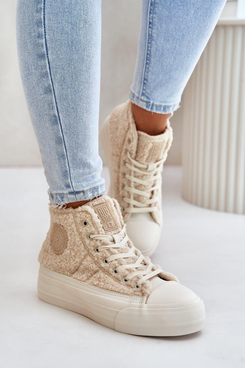 BIG STAR SHOES Zateplené Dámské Tenisky S Kožíškem Typu Beránek Big Star