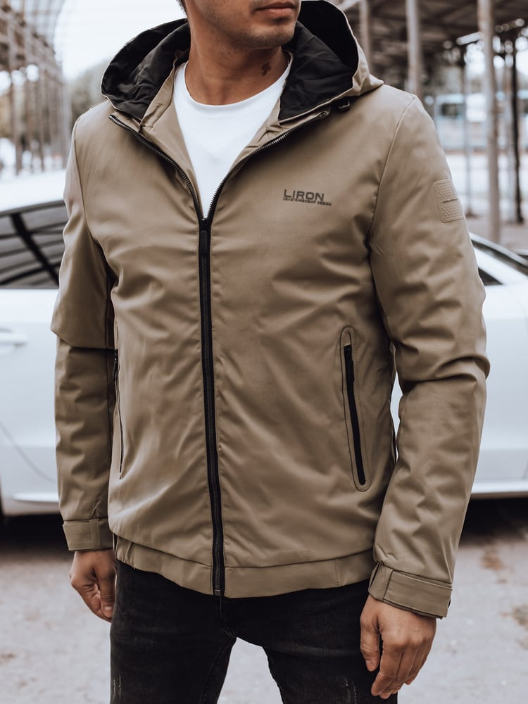 Kurtka męska przejściowa z kapturem beżowa Dstreet