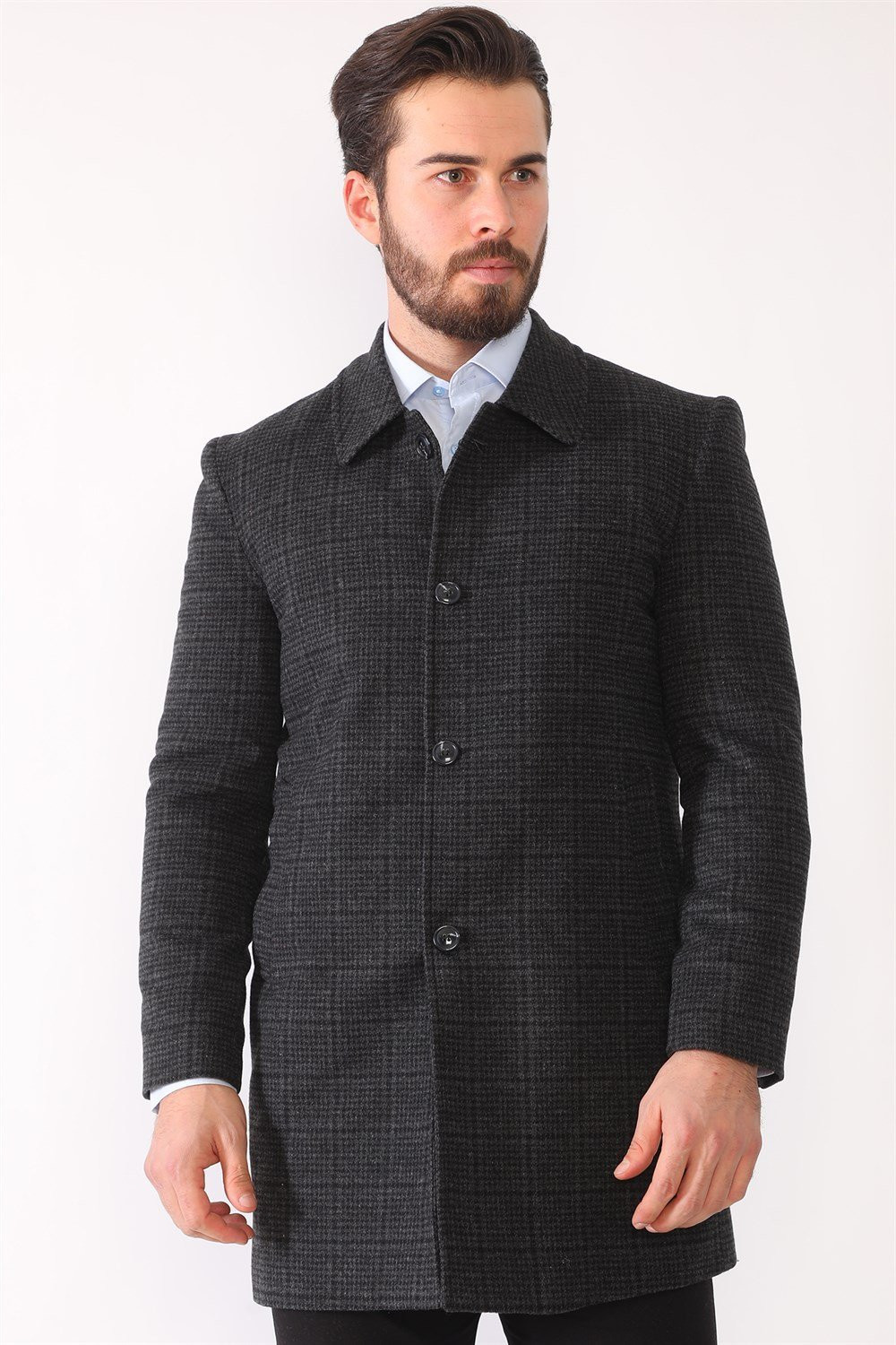 PLT8364 DEWBERRY MEN'S COAT-PLAID ANTHRACITE