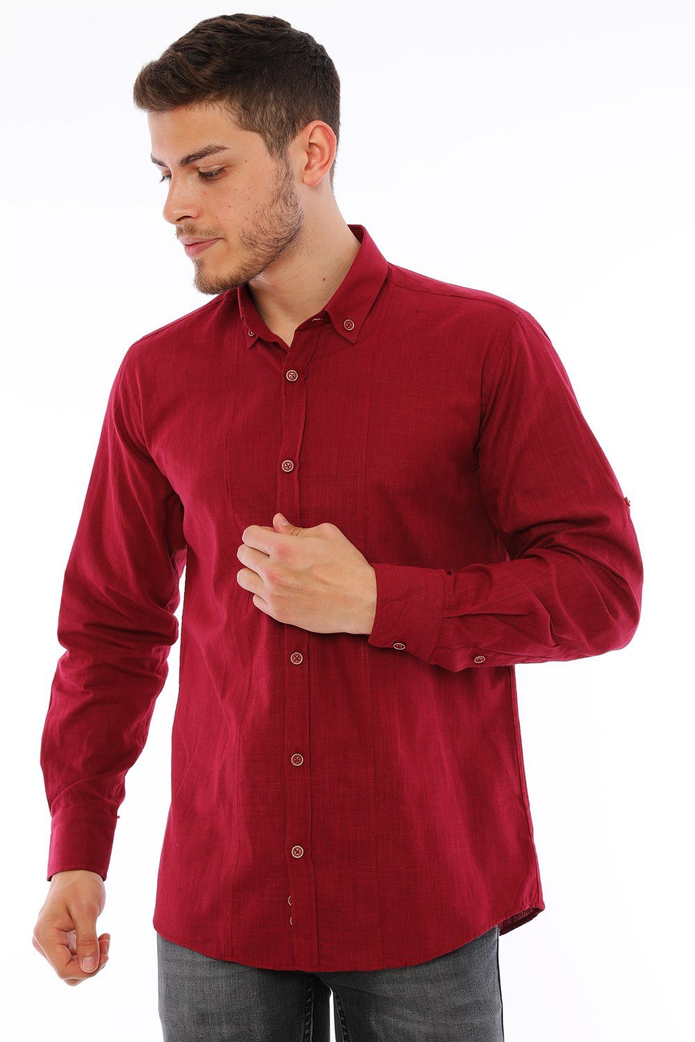 G721 DEWBERRY MEN'S SHIRT-BURGUNDY