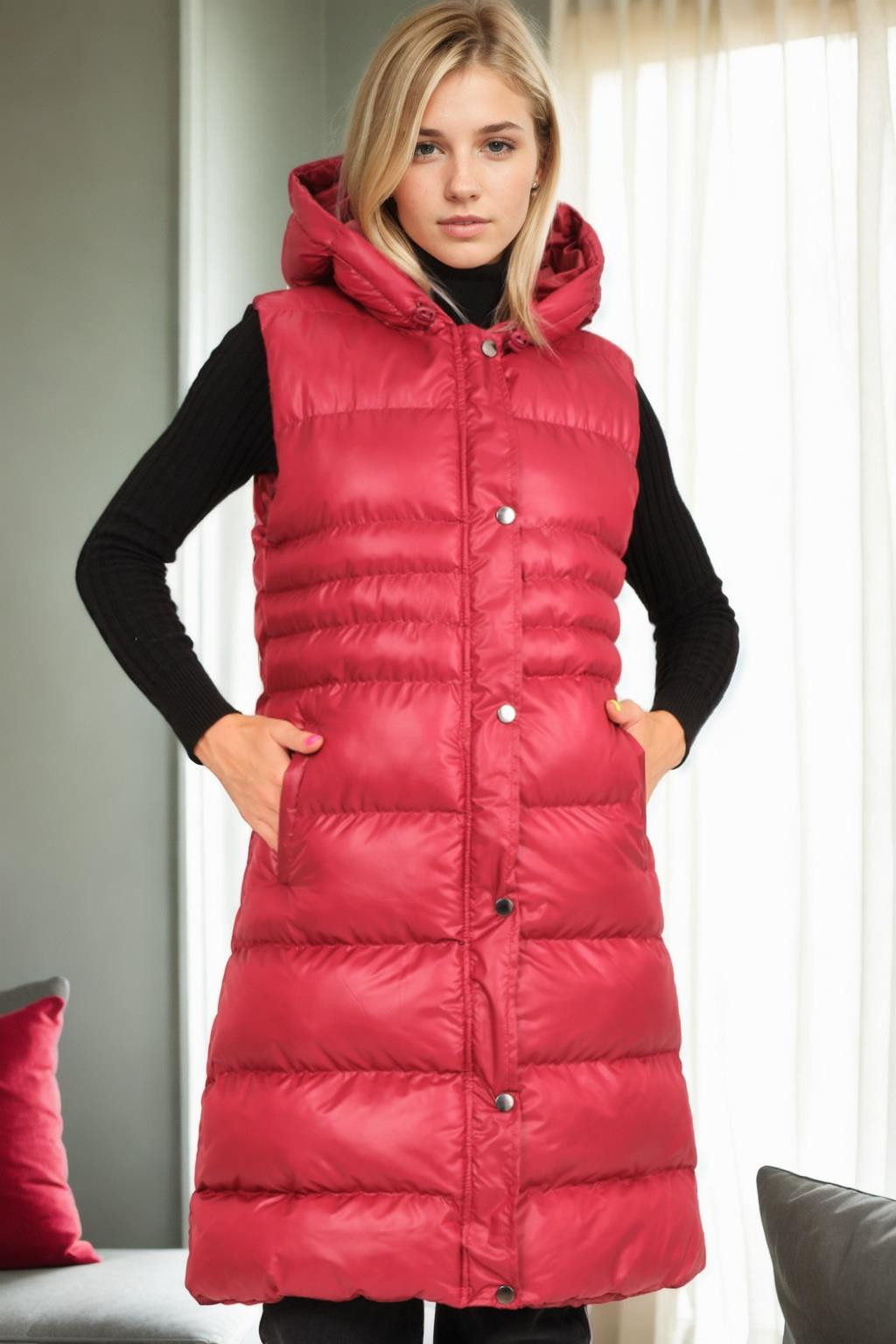 Z6757 DEWBERRY WOMEN'S VEST-BURGUNDY-1