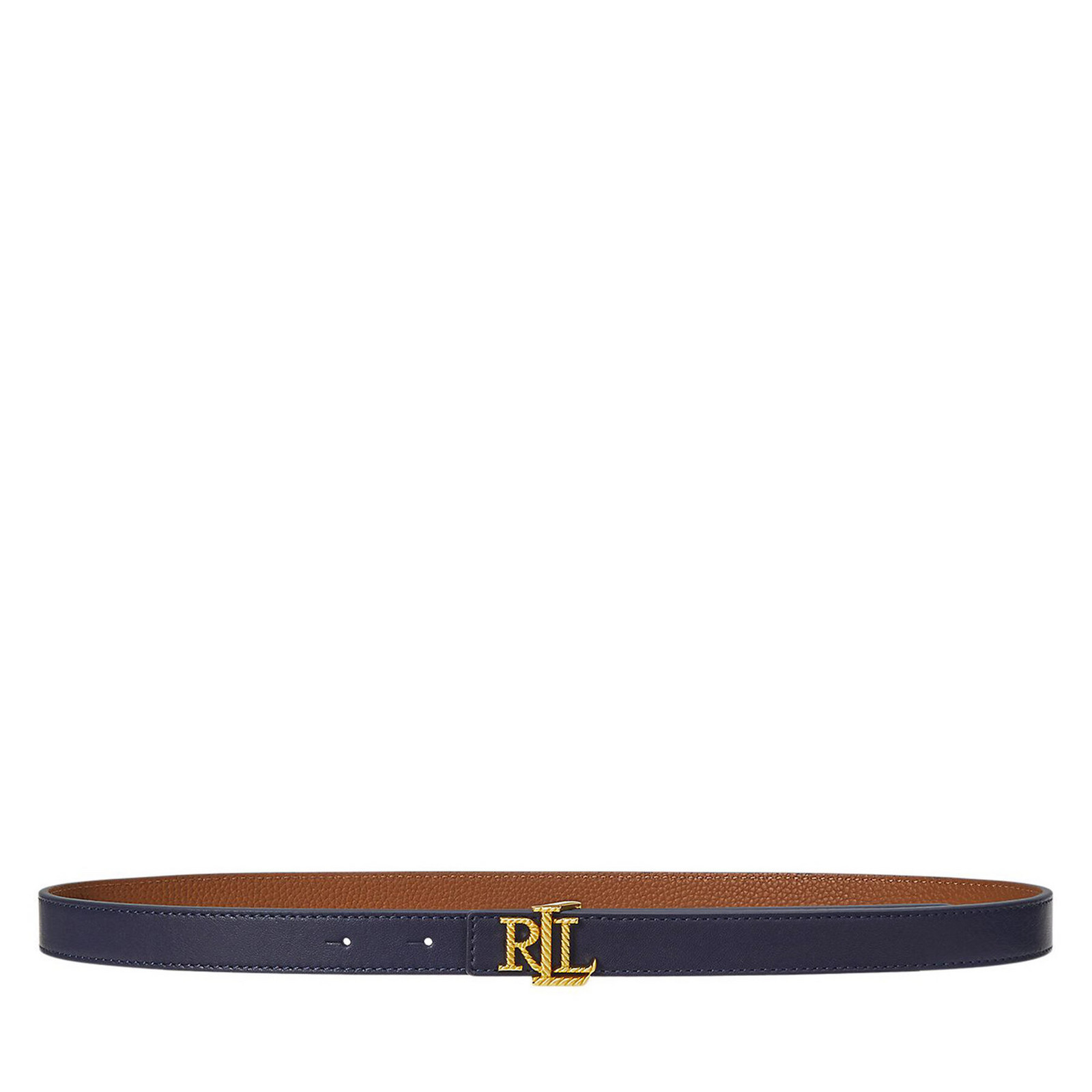 Dámský pásek LAUREN RALPH LAUREN Logo Reversible Embossed Skinny Belt 412959135002 Tmavomodrá