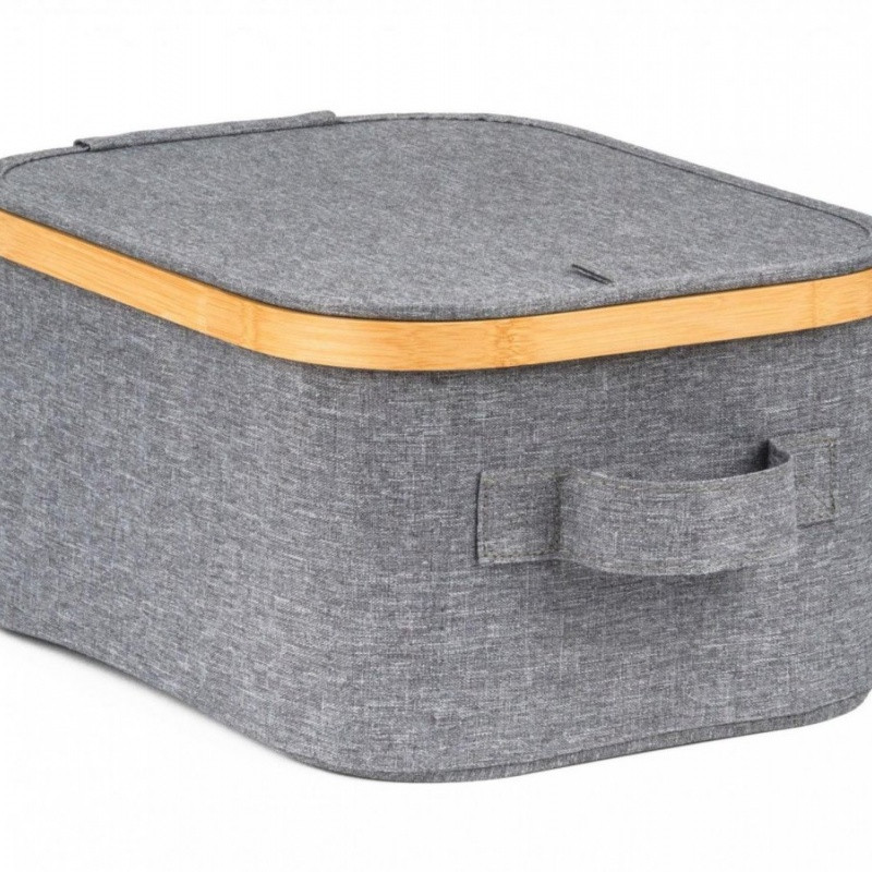 G21 Úložný box 24 x 30 x 15 cm, bambusový s víkem, šedý