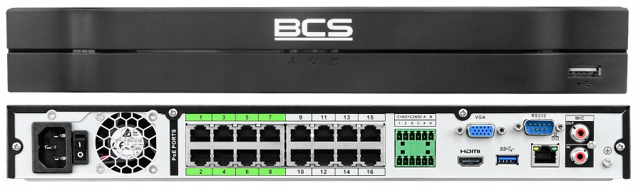 BCS-L-NVR1602-A-4KE-16P(2) Ip Rekordér 16 Kanálový Dvoudiskový 16Mpx PoE