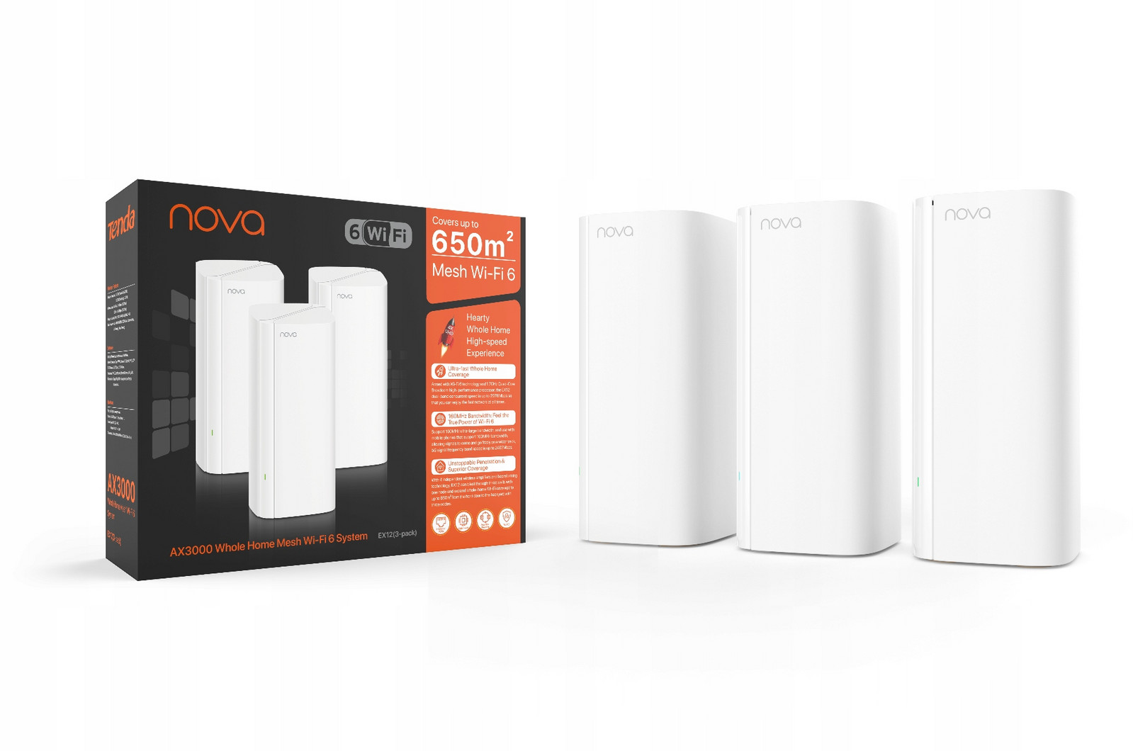 Tenda Ex12 Router 3-Pack 802.11ax (Wi-Fi 6)