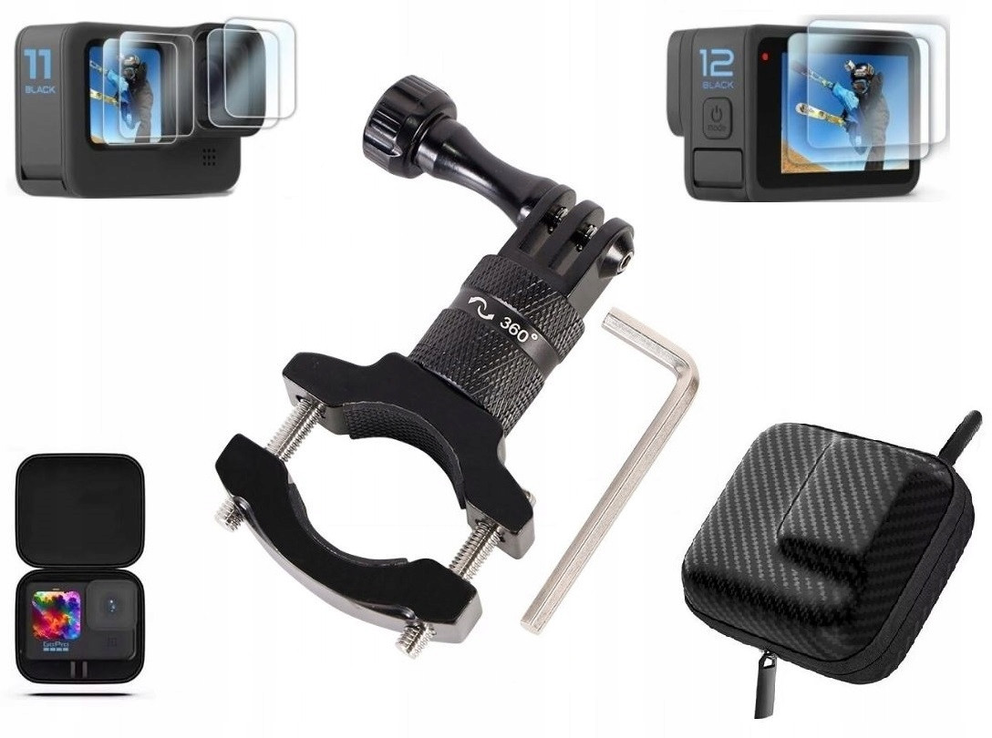 Držák 360 Stupňů Hliníku Gopro 13 12 11 10 Kolo Motocykl Sklo Case