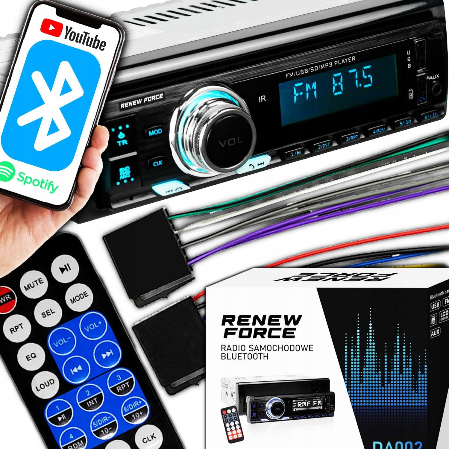 Autorádio 1-DIN Rds Bluetooth Usb Aux Dálkové ovládání Odnímatelný Panel Kvalita