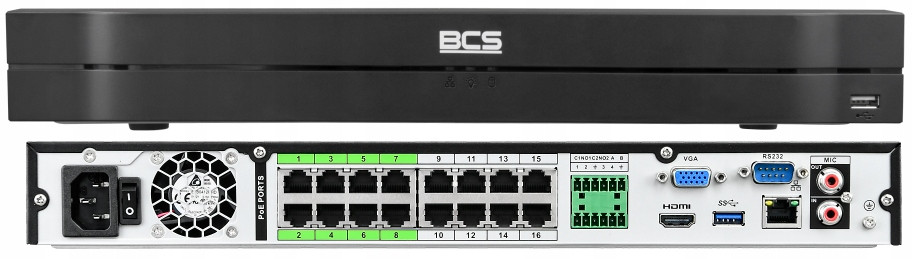 BCS-L-NVR1602-A-4K-16P Ip Rekordér 16 Kanálový Dvoudiskový 32Mpx 16TB PoE