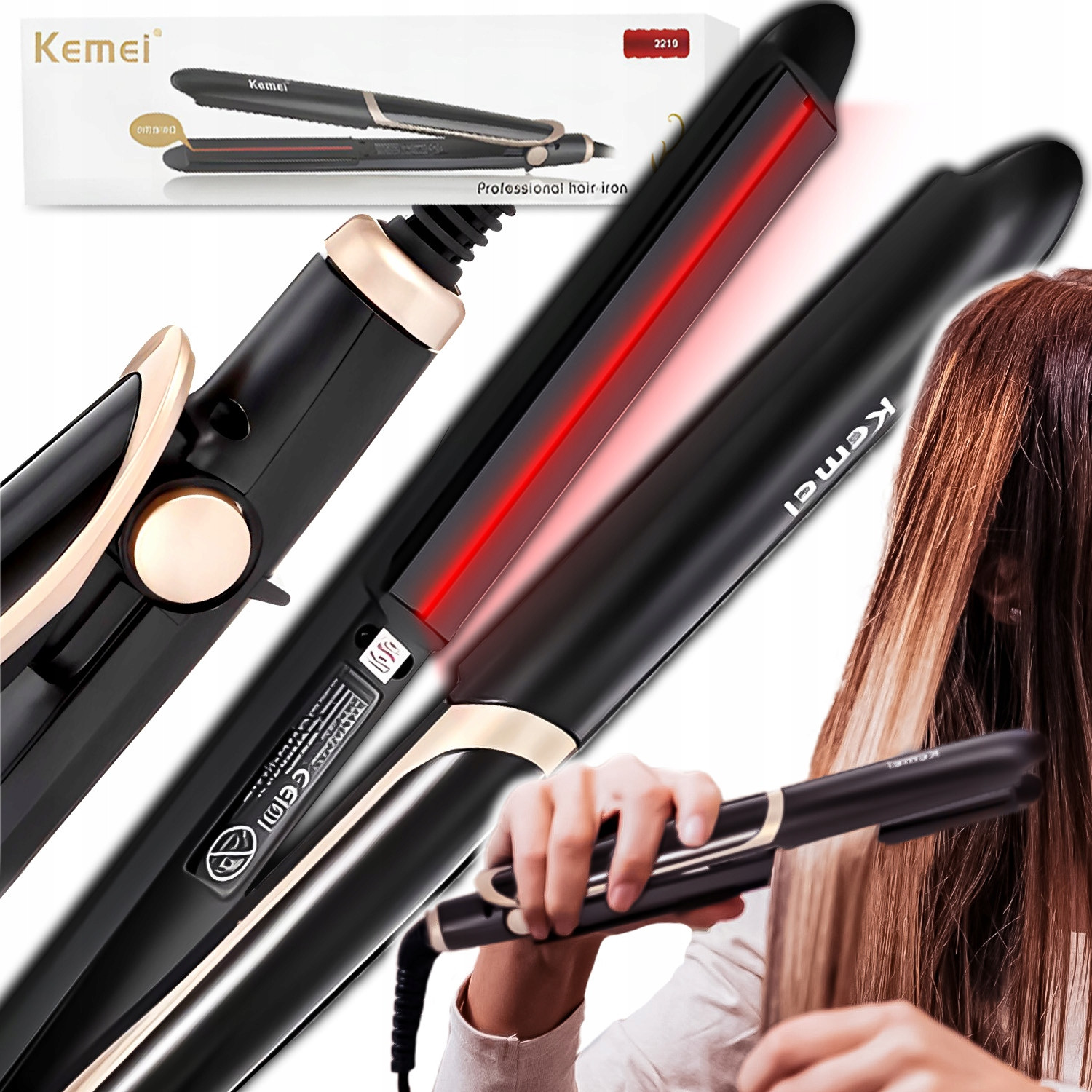 Žehlička Na Vlasy Na Vlasy Moderní Na Podvozek 140-230°C 230V 30 W Infrared