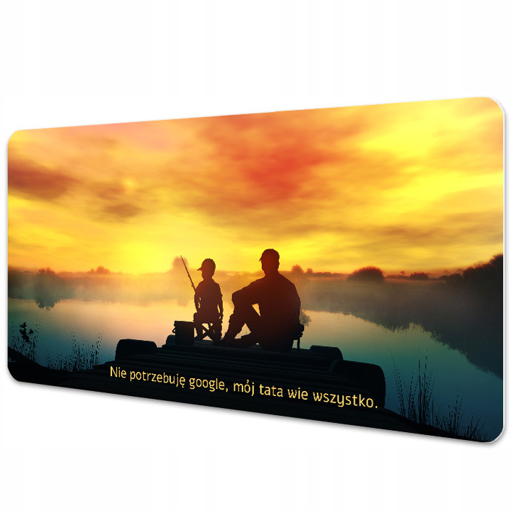 dárek pro tatínka Podložka na psací stůl Den otců Rybaření otec a syn 90x45 cm
