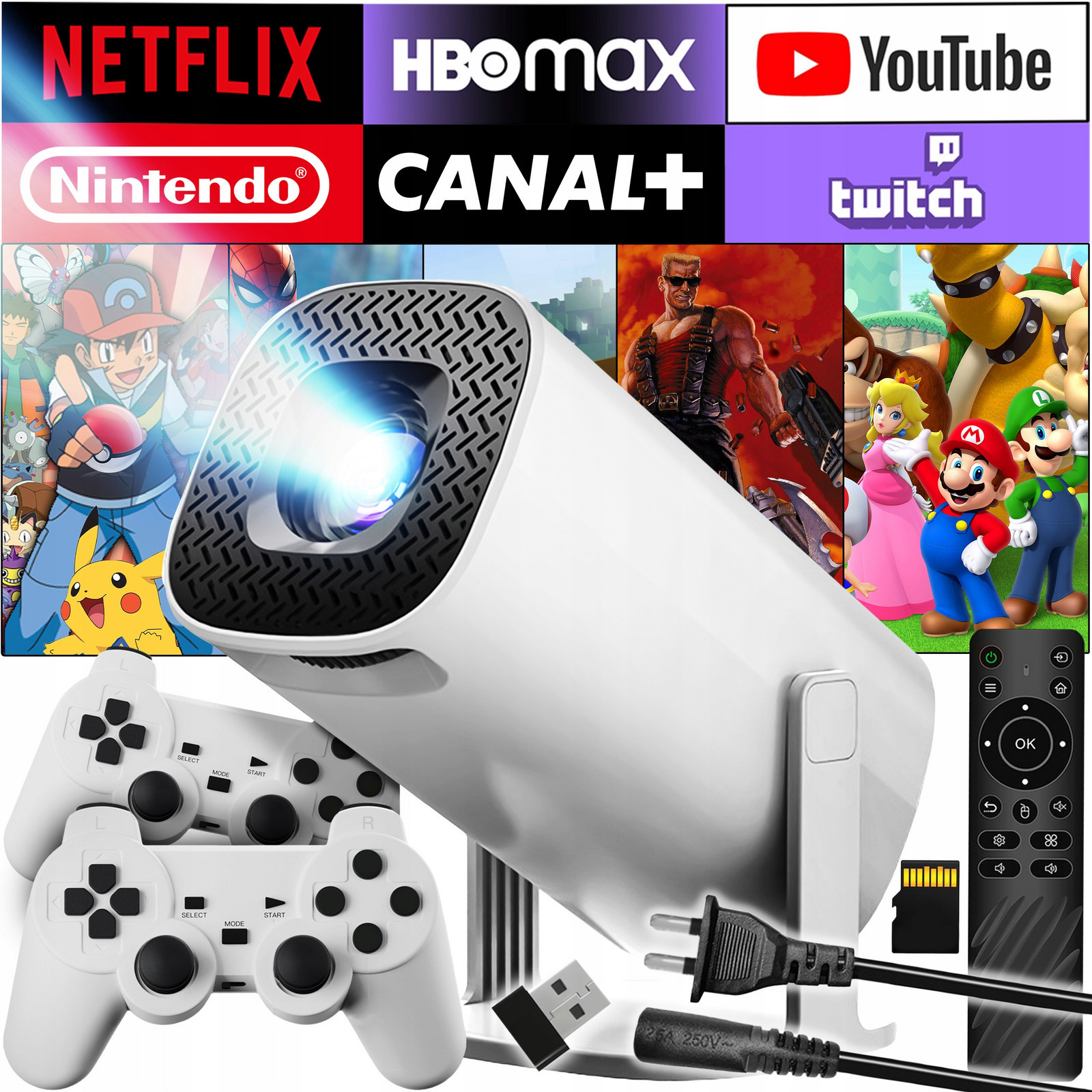 Projektor Android Tv Herní 4K Led Wifi Přenosný Full Hd Reproduktor