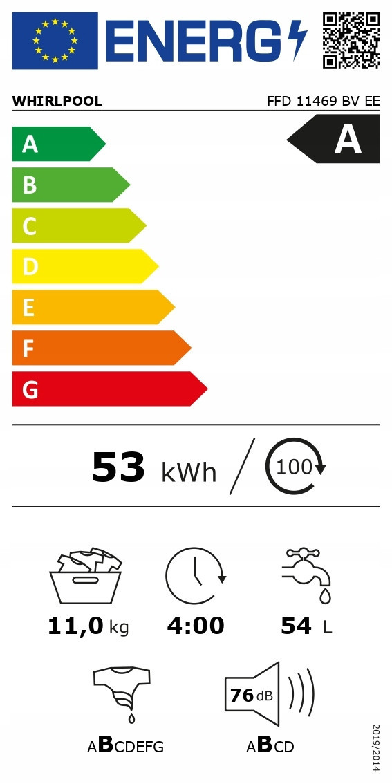 Pračka Whirlpool Ffd 11469 Bv Ee Třída energetické účinnosti A F