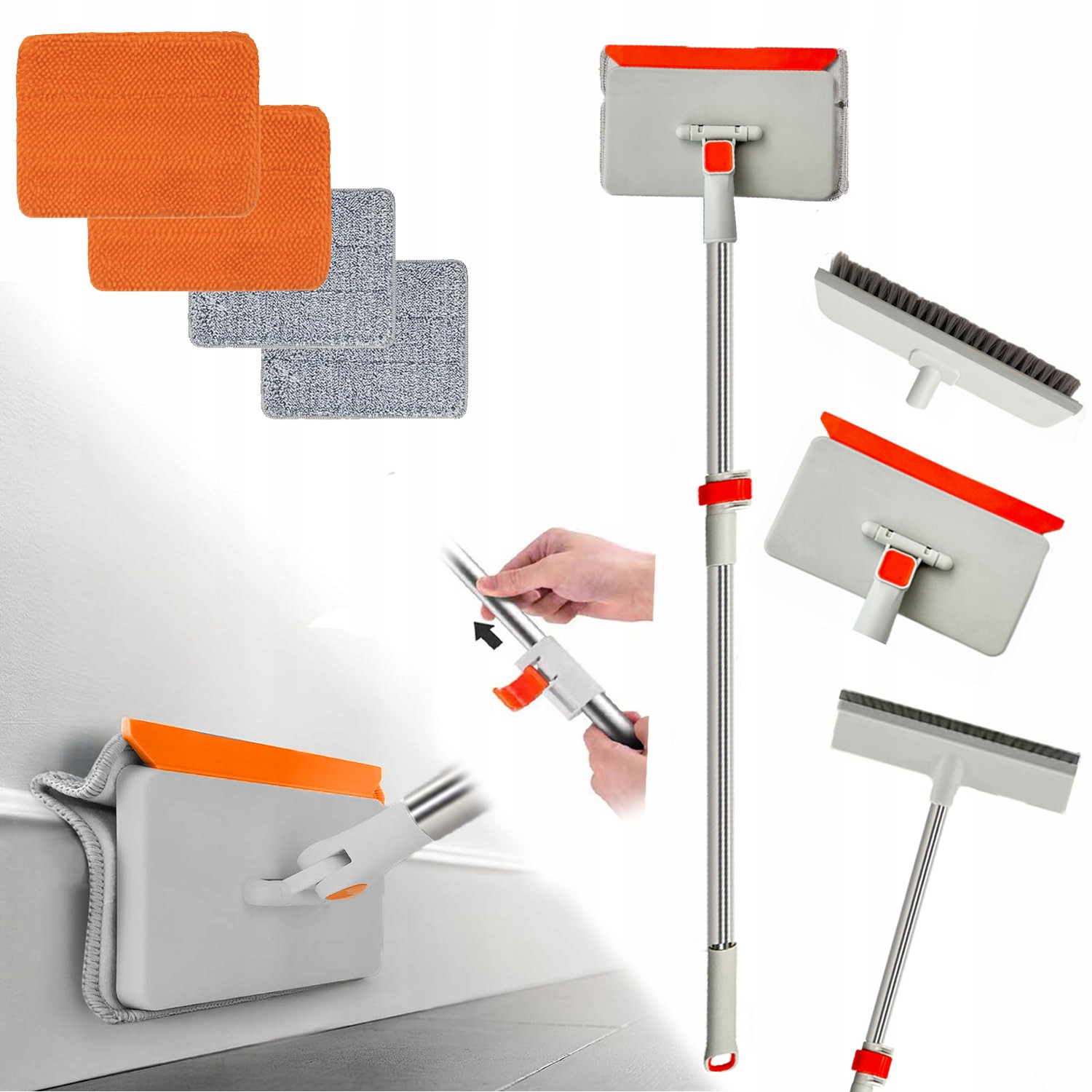 Do Czyszczenia Listwa Przypodłogowa Mop 3W1 Teleskopowy Obrotowy 4X Zapas